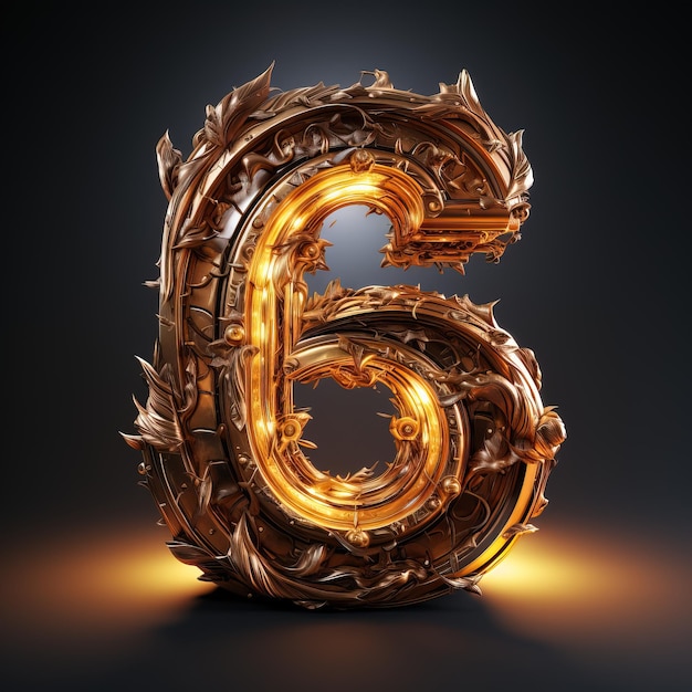 a sculpture of a number 6 made from wood and metal