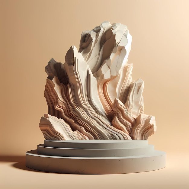 a sculpture of a rock formation is on a table