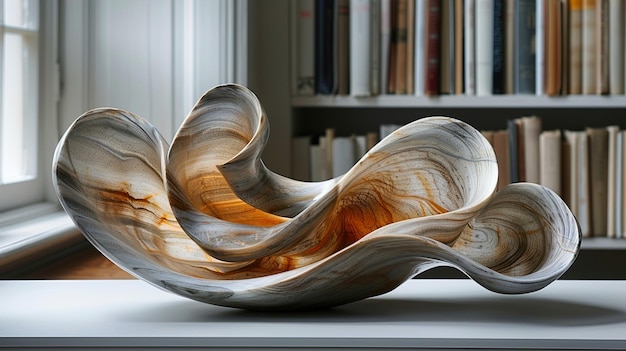 a sculpture of a seashell is on a table