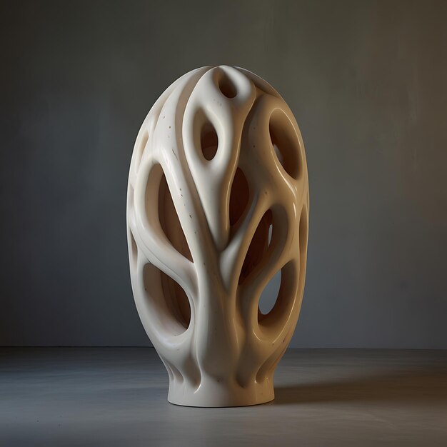 a sculpture of a tree with a leaf pattern on it