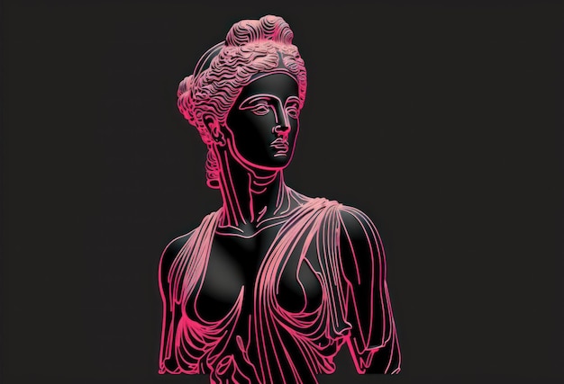 sculpture of a woman from the Hellenistic period made in neon pink, created with generative AI