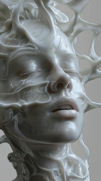 a sculpture of a woman with the eyes closed