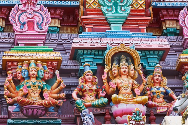 Sculptures on Hindu temple tower