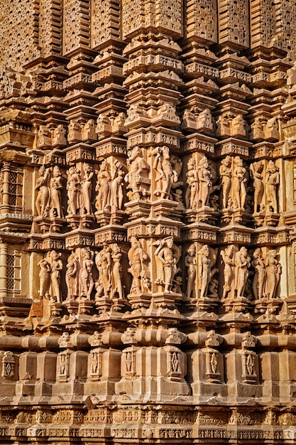 Sculptures on Khajuraho temples