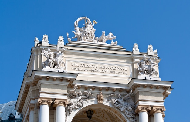 Sculptures on the Odessa Opera and Ballet Theater. Ukraine