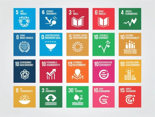 SDG color icon symbol Corporate social responsibility element Sustainable Development Goals