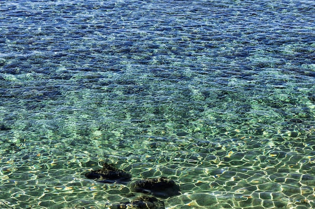 Sea background the surface of the water with small ripples of waves in blue tones copy space Red sea