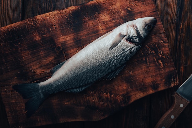 Sea Bass on Cutting Board