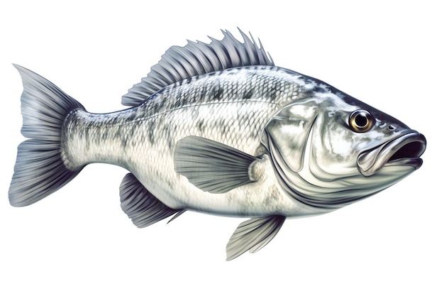 A sea bass fish isolated on white background