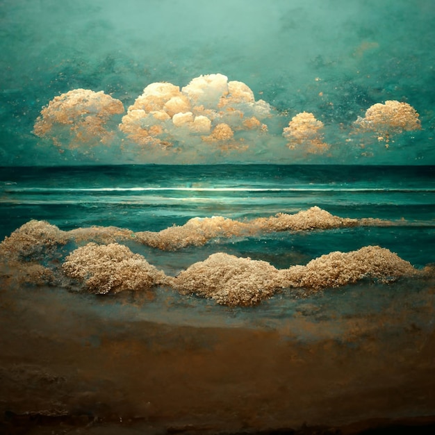 Sea beach landscape Ocean view panorama water sand and clouds