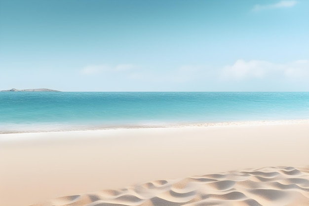 Sea beach with white sand beach blue sky with clouds Summer Holiday background AI generate