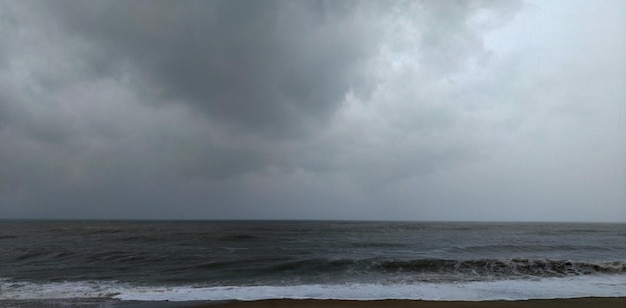 Sea and black cloud before storm