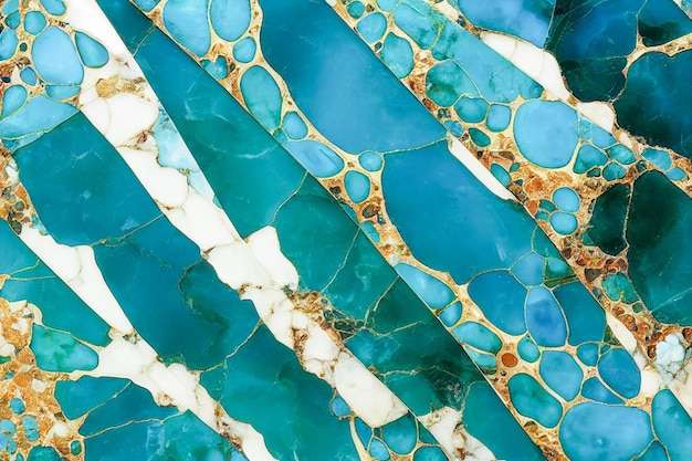 Sea blue and gold Turquoise marble abstract background