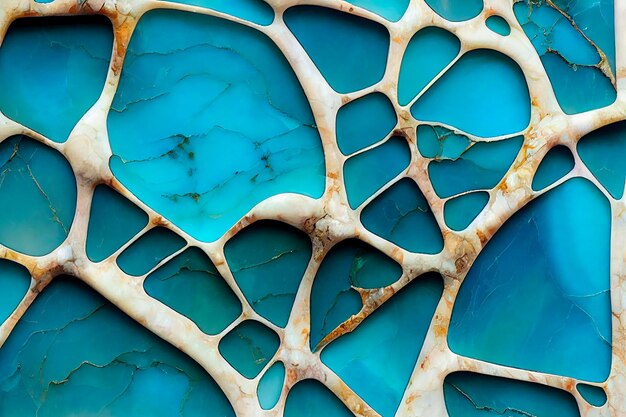 Sea blue turquoise and white marble abstract background decorative acrylic paint pouring rock marble