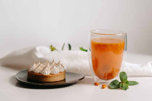 sea buckthorn tea and dessert