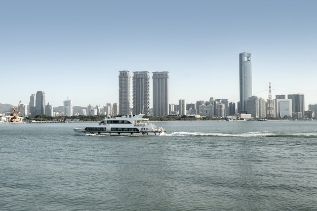 Sea and city view of Xiamen, China