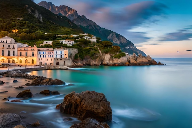 The sea and the cliffs at night