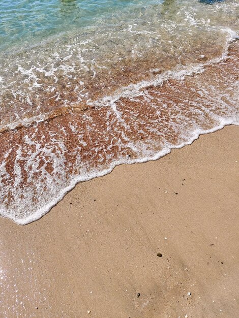 Sea coast as a background from top view Travel and vacation image Beach Seascape Small waves