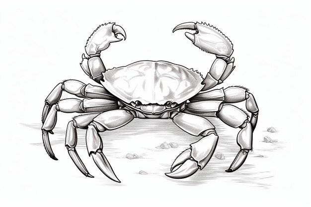 Photo sea crab drawn in engraving style on a light background