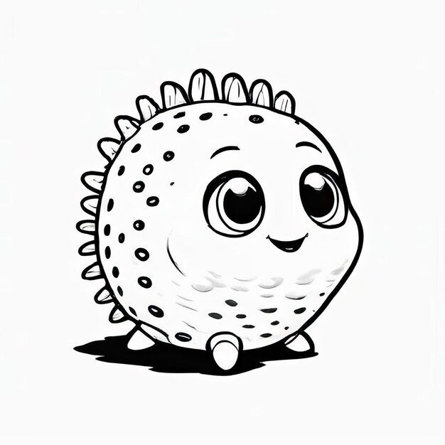 Sea cucumber outline black and white cute coloring book