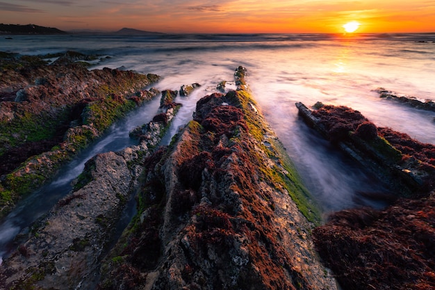 Sea hitting the coast at Bidart, Basque Country.