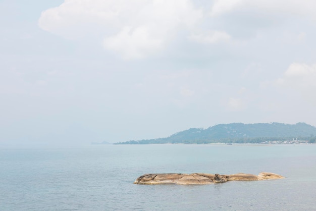 Sea landscape with rocks in the foreground and sky in the background Therapeutic natural scenery gives a feeling of relaxation At Koh Samui Surat Thani Province Thailand