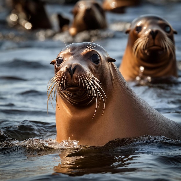 Sea lion Marine life Fish Sea Ear Fin Swimming Underwa