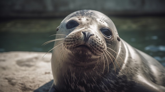 sea lion in the sea close up