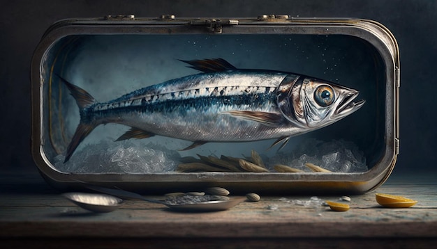 Sea mackerel humble fresh sardines fish AI Generated