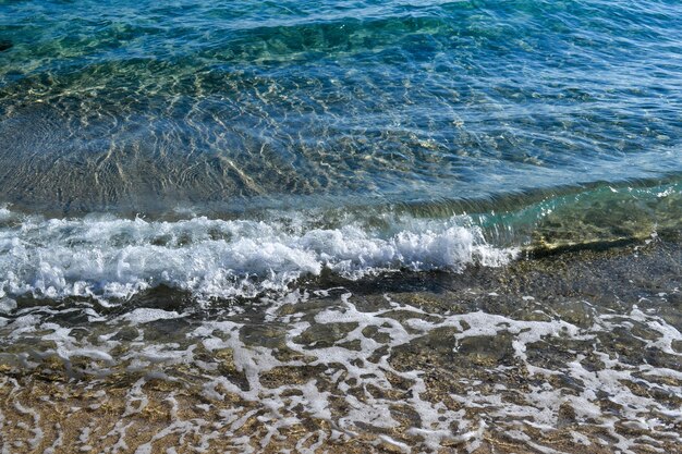 The sea near the shore Wave and sea foam