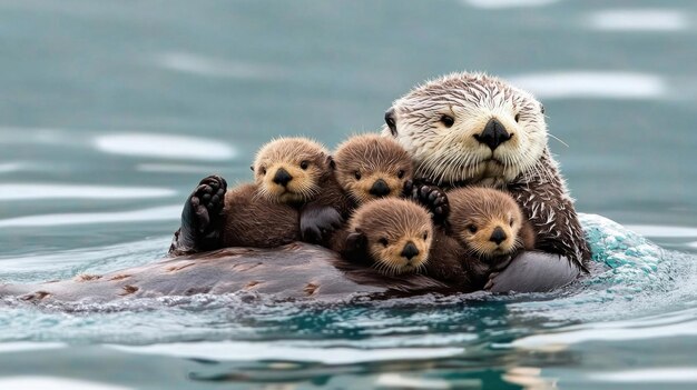 Photo a sea otter gracefully moves in water