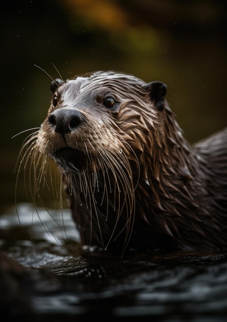 Sea otters swimming at water