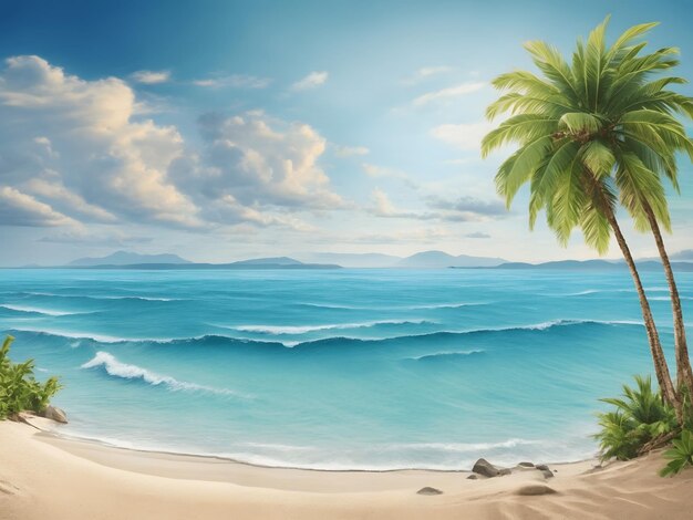 Sea panorama Tropical beach vector background