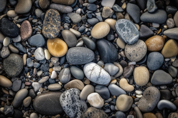 Sea pebble sea stones background beach rocks from above background