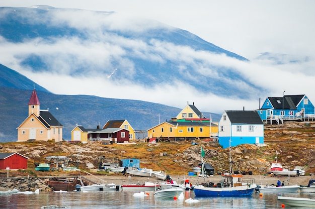 Sea port in Saqqaq village, western Greenland