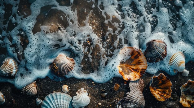 Photo sea shells ocean treasures generative ai