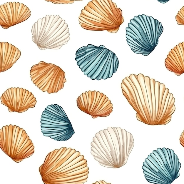 Sea shells on a white background.