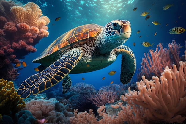 Sea turtle under the sea wallpapers