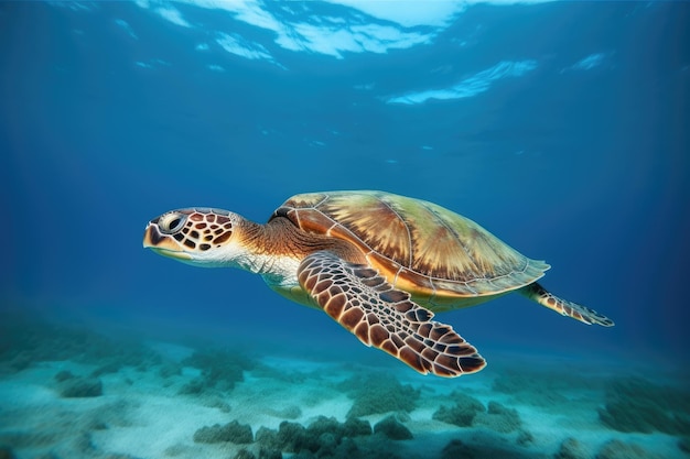 Sea turtle swimming in water Generative AI