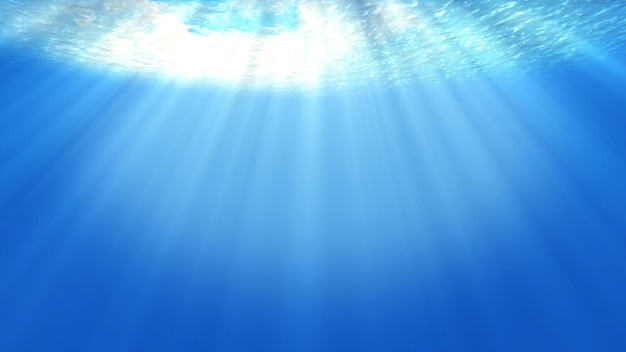 Sea Underwater light beautiful veil of sunlight ocean waves underwater movement and flow with the raysBeam shining from deep clear blue water causing a beautiful water lighting reflectionsfootage