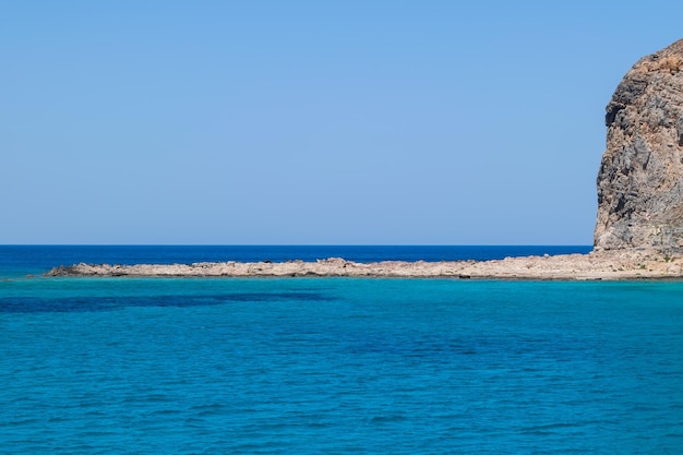 Sea view with bloue water. Tourism concept.