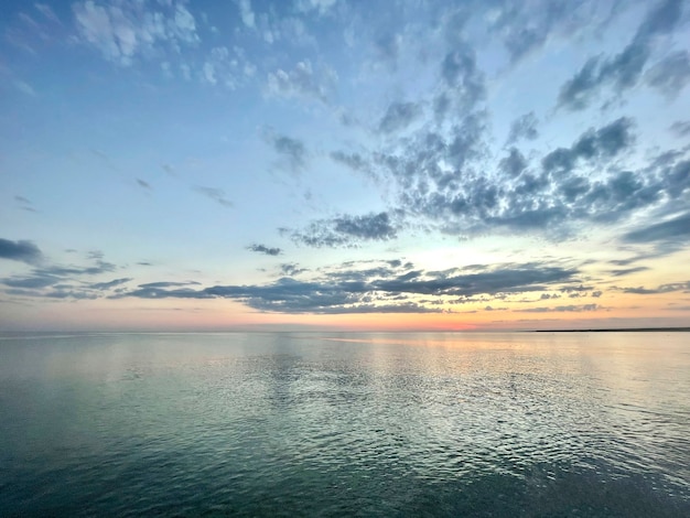 A sea water landscape, skyline sky and ocean scene