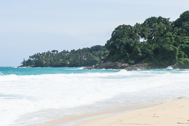 sea and white wave at nature 