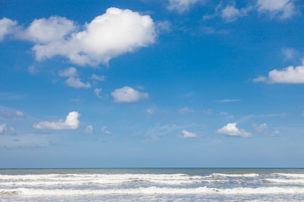 Sea, Wind, waves and cloudy in sky