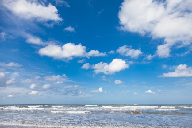 Sea, Wind, waves and cloudy in sky