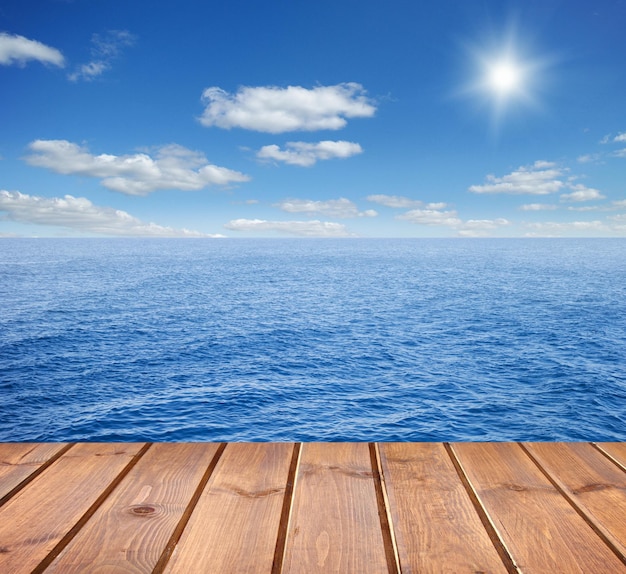 Sea and wooden platform