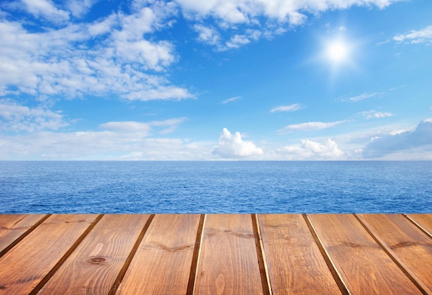 Sea and wooden platform