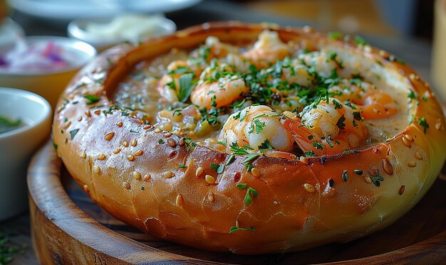 Seafood Bisque in a Sourdough Bread Bowl