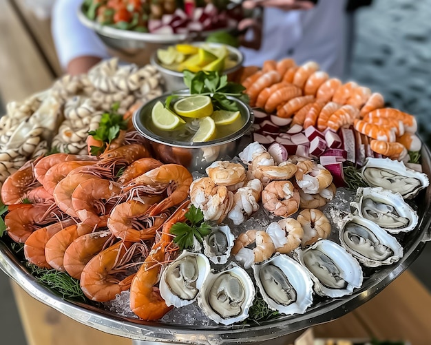 Photo seafood feast fresh platters ocean bounty elegant presentation