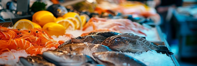 Photo a seafood market that supports fisheries and prioritizes environmental conservation